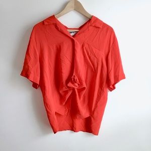Vintage Silk Pocket Blouse Button Up